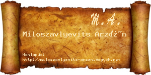 Miloszavlyevits Arzén névjegykártya